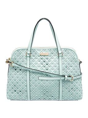 KATE SPADE Satchel Perforated Saffiano Leather Mint Blue Crossbody Purse